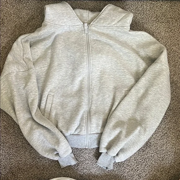 Women's Marshmallow Gray Zip-Up Hoodie - Picture 3 of 5